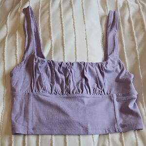Aritzia Lilac Sleeveless Bustier Crop Top